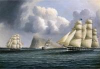 James E Buttersworth - American Frigate off Gibralter Flying a Commodore's Pennant